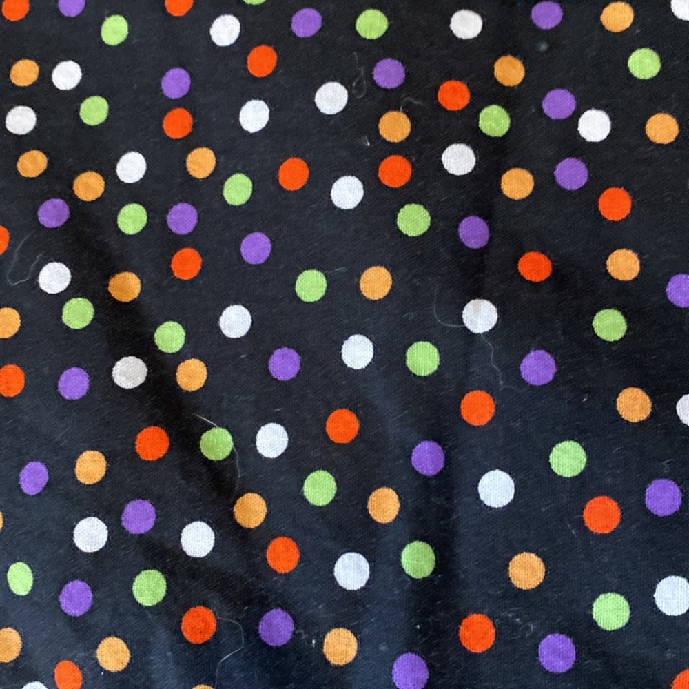 💯% Cotton Multi colored polka dot on Black Background, Bright! Project R…